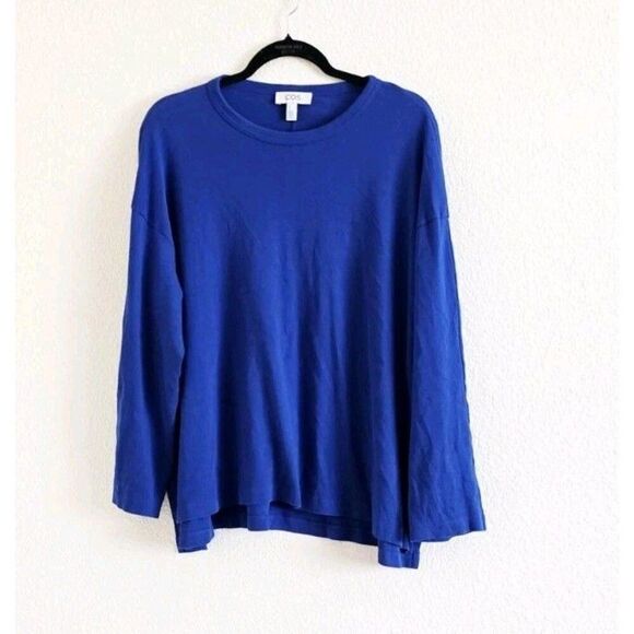 COS Stepped-Hem Long-Sleeved TopCotton Size Large Blue - Picture 2 of 11
